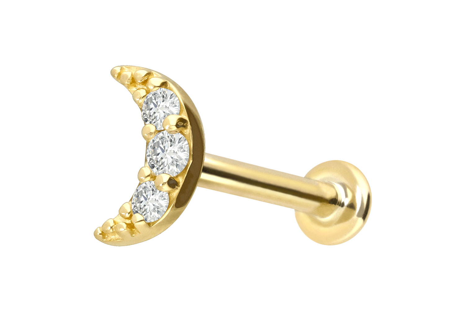 18 Karat Gold Labret Piercing mit Innengewinde DIAMANT-MOND